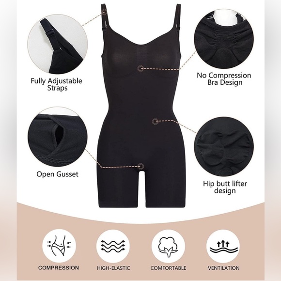 SHAPERX Shapewear Tummy Control Bodysuit - Picture 6 of 11